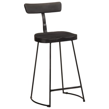 vidaXL Σκαμπό Μπαρ 2 τεμ. Μαύρα 49x43x88cm από Μασίφ Ξύλο Μάνγκο