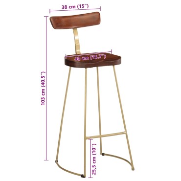 vidaXL Σκαμπό Μπαρ 2 τεμ. 49x43x103cm από Μασίφ Ξύλο Μάνγκο