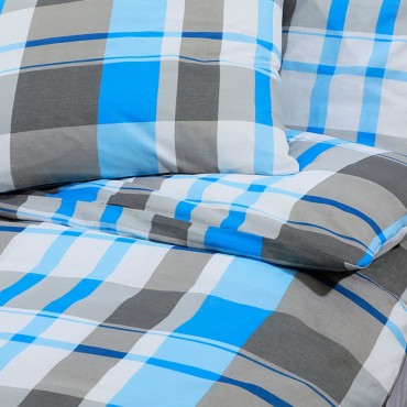 vidaXL Σετ Παπλωματοθήκης Μπλε και Γκρι 200x220 εκ. Βαμβακερό