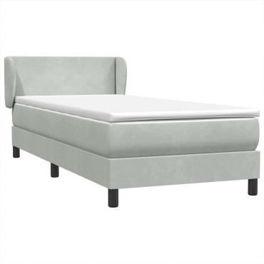 vidaXL Κρεβάτι Boxspring με Στρώμα Ανοιχτό Γκρι 80x210cm Βελούδινο 1 τεμ. - Μονό