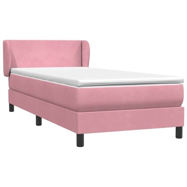 vidaXL Box Spring κρεβάτι με στρώμα ροζ 80x210cm Βελούδινο - Μονό