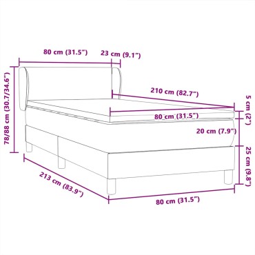 vidaXL Box Spring κρεβάτι με στρώμα ροζ 80x210cm Βελούδινο - Μονό