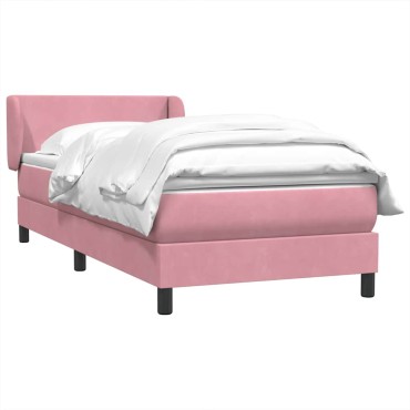 vidaXL Box Spring κρεβάτι με στρώμα ροζ 80x210cm Βελούδινο - Μονό