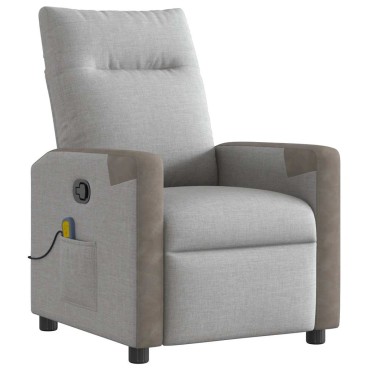 vidaXL καρέκλα ανάκλισης μασάζ Cloud Grey Fabric 50x54cm