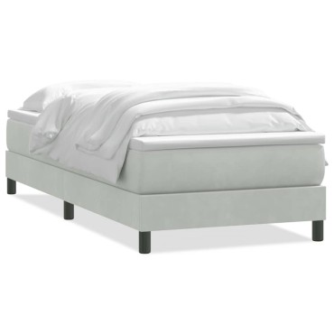 vidaXL Κρεβάτι Boxspring με Στρώμα Ανοιχτό Γκρι 80x210cm Βελούδινο 1 τεμ. - Μονό