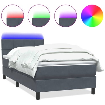 vidaXL Box Spring Κρεβάτι με στρώμα Σκούρο γκρι 80x210cm Βελούδινο 1 τεμ. - Μονό