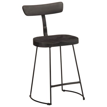 vidaXL Σκαμπό Μπαρ 2 τεμ. Μαύρα 49x43x79cm από Μασίφ Ξύλο Μάνγκο