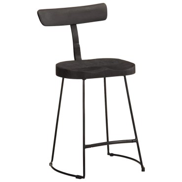 vidaXL Σκαμπό Μπαρ 2 τεμ. Μαύρα 49x43x79cm από Μασίφ Ξύλο Μάνγκο