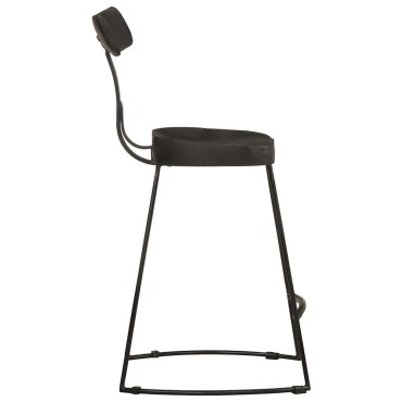 vidaXL Σκαμπό Μπαρ 2 τεμ. Μαύρα 49x43x79cm από Μασίφ Ξύλο Μάνγκο