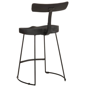 vidaXL Σκαμπό Μπαρ 2 τεμ. Μαύρα 49x43x79cm από Μασίφ Ξύλο Μάνγκο
