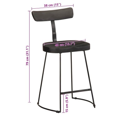 vidaXL Σκαμπό Μπαρ 2 τεμ. Μαύρα 49x43x79cm από Μασίφ Ξύλο Μάνγκο