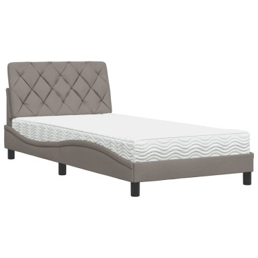 vidaXL Κρεβάτι με Στρώμα Taupe 100 x 200 εκ. Υφασμάτινο