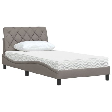 vidaXL Κρεβάτι με Στρώμα Taupe 100 x 200 εκ. Υφασμάτινο