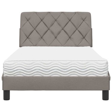 vidaXL Κρεβάτι με Στρώμα Taupe 100 x 200 εκ. Υφασμάτινο