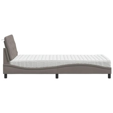 vidaXL Κρεβάτι με Στρώμα Taupe 100 x 200 εκ. Υφασμάτινο