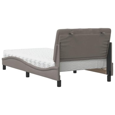 vidaXL Κρεβάτι με Στρώμα Taupe 100 x 200 εκ. Υφασμάτινο