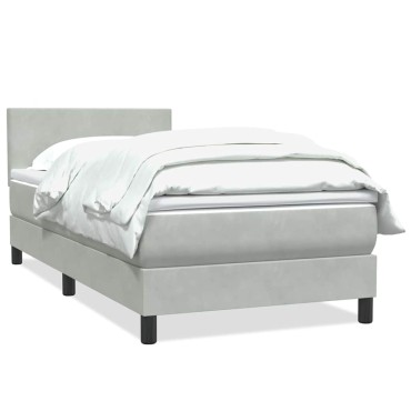 vidaXL Κρεβάτι Boxspring με Στρώμα Ανοιχτό Γκρι 80x210cm Βελούδινο 1 τεμ. - Μονό
