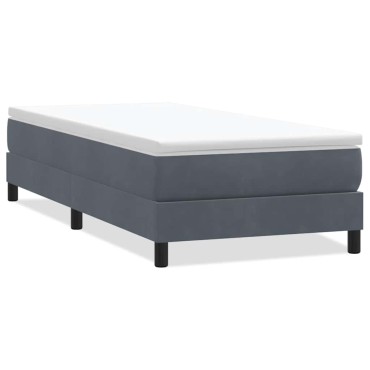 vidaXL Κρεβάτι Boxspring χωρίς Στρώμα Σκούρο Γκρι 90x220 εκ. Βελούδινο