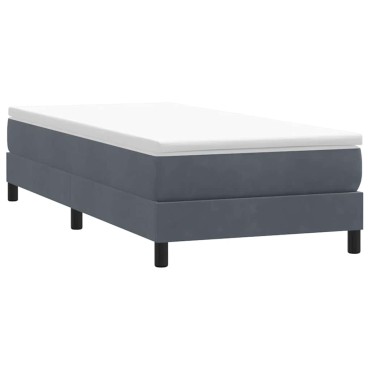vidaXL Κρεβάτι Boxspring χωρίς Στρώμα Σκούρο Γκρι 90x220 εκ. Βελούδινο