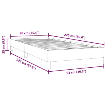 vidaXL Κρεβάτι Boxspring χωρίς Στρώμα Σκούρο Γκρι 90x220 εκ. Βελούδινο