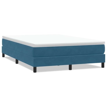 vidaXL Box Spring κρεβάτι χωρίς στρώμα σκούρο μπλε 140x220cm Βελούδινο