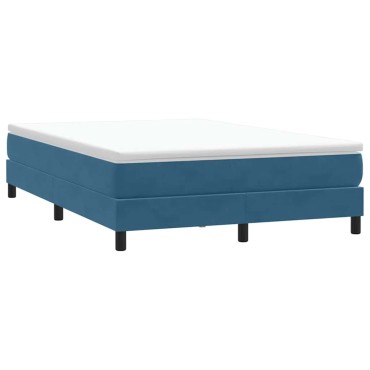 vidaXL Box Spring κρεβάτι χωρίς στρώμα σκούρο μπλε 140x220cm Βελούδινο