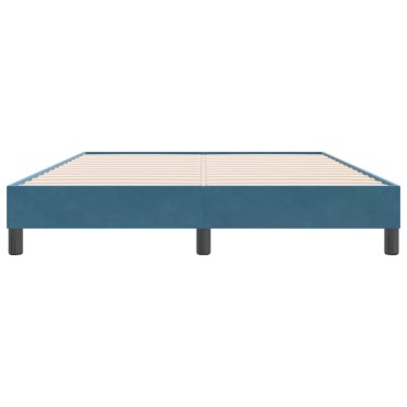 vidaXL Box Spring κρεβάτι χωρίς στρώμα σκούρο μπλε 140x220cm Βελούδινο