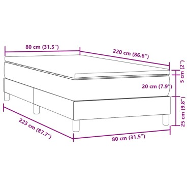vidaXL Κρεβάτι Boxspring με Στρώμα Σκούρο Γκρι 80x220 εκ. Βελούδινο
