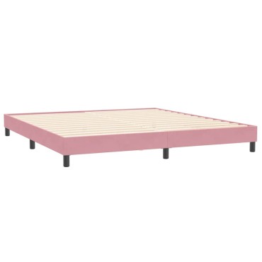 vidaXL Κρεβάτι Boxspring χωρίς Στρώμα Ροζ 200x210 εκ. Βελούδινο