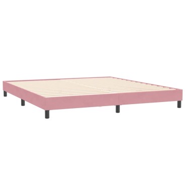 vidaXL Κρεβάτι Boxspring χωρίς Στρώμα Ροζ 200x210 εκ. Βελούδινο