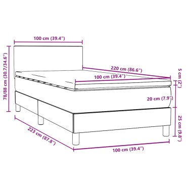 vidaXL Box Spring κρεβάτι με στρώμα ροζ 100x220cm Βελούδινο - Μονό