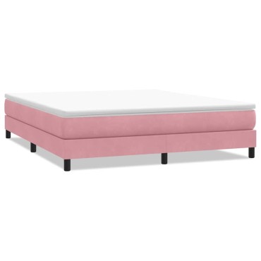 vidaXL Box Spring κρεβάτι χωρίς στρώμα ροζ 180x220 cm Βελούδινο