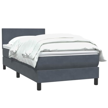 vidaXL Box Spring Κρεβάτι με στρώμα Σκούρο γκρι 80x210cm Βελούδινο 1 τεμ. - Μονό
