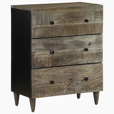 vidaXL 3 τεμ. Sideboards ανοιχτό γκρι μασίφ ξύλο Mango 60x33,5x75cm