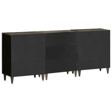 vidaXL 3 τεμ. Sideboards ανοιχτό γκρι μασίφ ξύλο Mango 60x33,5x75cm