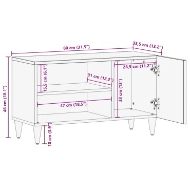 vidaXL Έπιπλο Τηλεόρασης 80x31,5x46cm από Μασίφ Ξύλο Μάνγκο 1 τεμ.