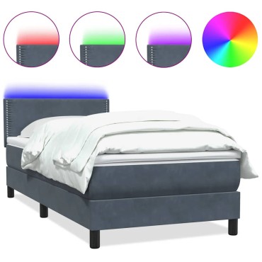 vidaXL Box Spring Κρεβάτι με στρώμα Σκούρο γκρι 80x210cm Βελούδινο 1 τεμ. - Μονό