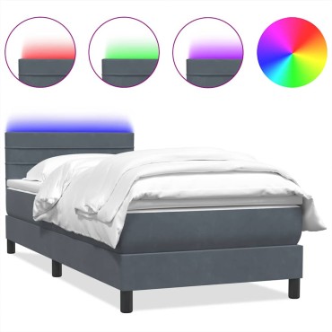 vidaXL Box Spring Κρεβάτι με στρώμα Σκούρο γκρι 80x210cm Βελούδινο 1 τεμ. - Μονό