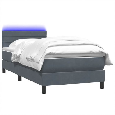 vidaXL Box Spring Κρεβάτι με στρώμα Σκούρο γκρι 80x210cm Βελούδινο 1 τεμ. - Μονό