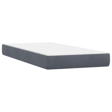 vidaXL Box Spring Κρεβάτι με στρώμα Σκούρο γκρι 80x210cm Βελούδινο 1 τεμ. - Μονό