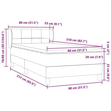 vidaXL Box Spring κρεβάτι με στρώμα ροζ 80x210cm Βελούδινο - Μονό