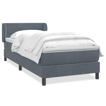 vidaXL Box Spring Κρεβάτι με στρώμα Σκούρο γκρι 80x210cm Βελούδινο 1 τεμ. - Μονό
