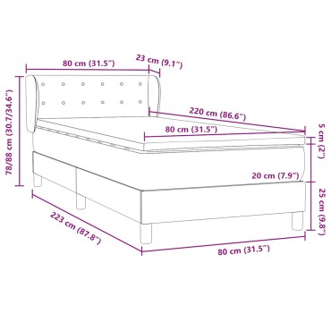 vidaXL Κρεβάτι Boxspring με Στρώμα Ροζ 80x220 εκ. Βελούδινο