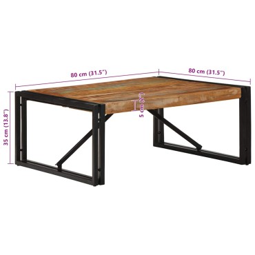 vidaXL Τραπεζάκι σαλονιού πολύχρωμο 80x80x35cm Ξύλο μασίφ ανακυκλωμένο 1 τεμ.