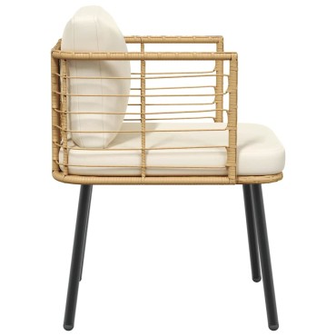 vidaXL Καρέκλες κήπου 2 τεμ. με μαξιλάρια Φυσικό Poly Rattan 54x63cm