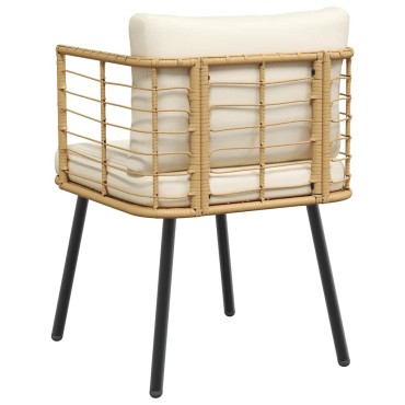 vidaXL Καρέκλες κήπου 2 τεμ. με μαξιλάρια Φυσικό Poly Rattan 54x63cm