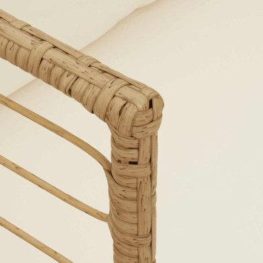 vidaXL Καρέκλες κήπου 2 τεμ. με μαξιλάρια Φυσικό Poly Rattan 54x63cm