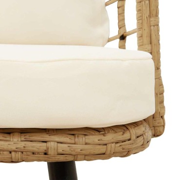 vidaXL Καρέκλες κήπου 2 τεμ. με μαξιλάρια Φυσικό Poly Rattan 54x63cm