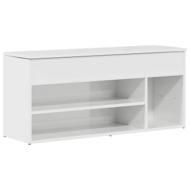vidaXL Παπουτσοθήκη Γυαλιστερό Λευκό 102x30,5x45cm Επεξεργασμένο Ξύλο