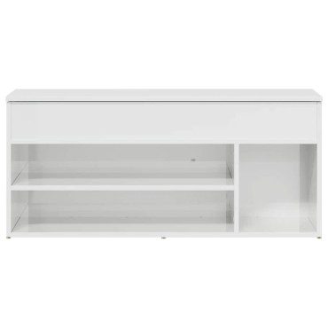vidaXL Παπουτσοθήκη Γυαλιστερό Λευκό 102x30,5x45cm Επεξεργασμένο Ξύλο